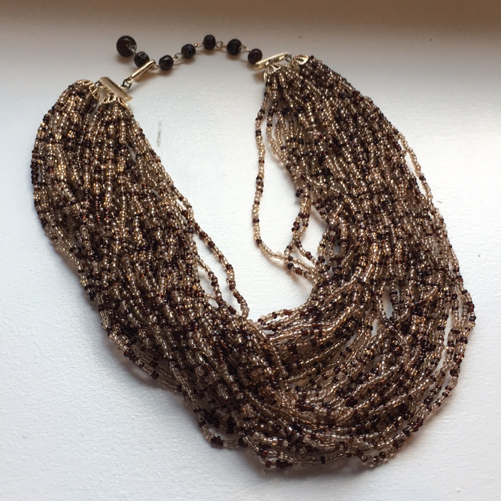 Multi strand beaded statement necklace